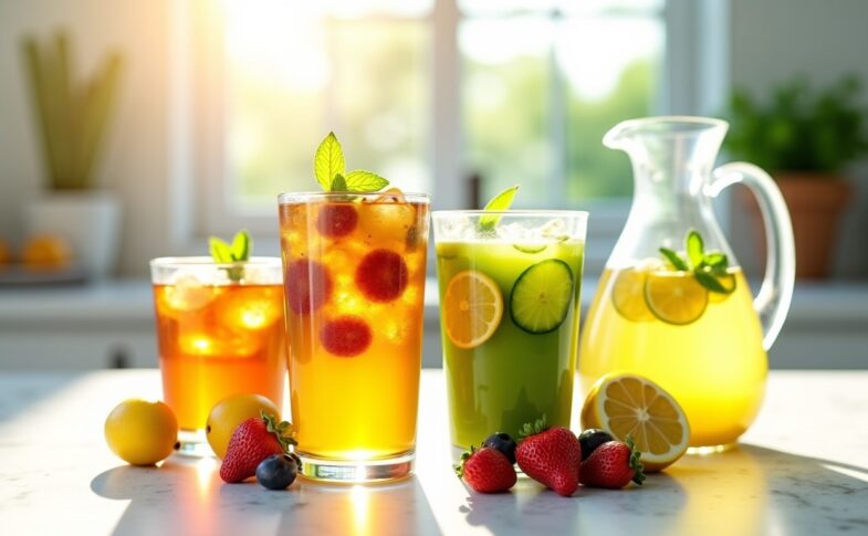 Délices estivaux à concocter chez soi : thés glacés, limonades rafraîchissantes, smoothies vitaminés et eaux infusées naturelles