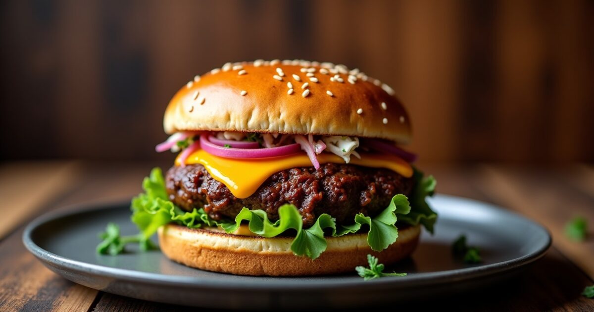 Savourez notre recette irrésistible de burger au bœuf effiloché