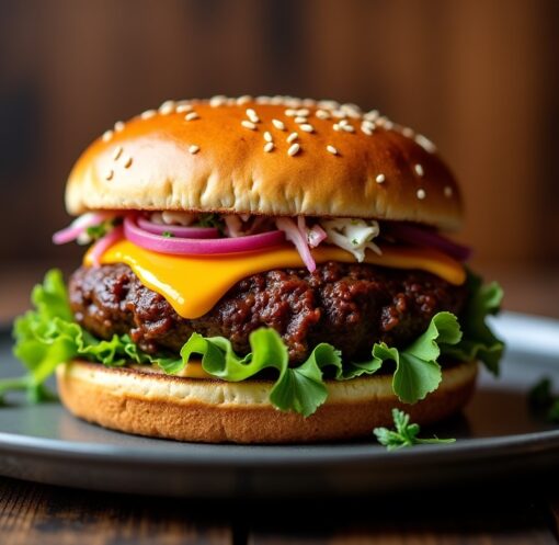 Savourez notre recette irrésistible de burger au bœuf effiloché