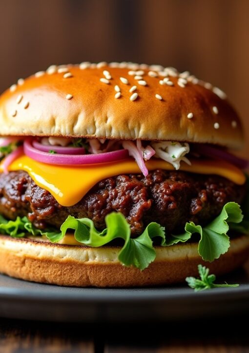 Savourez notre recette irrésistible de burger au bœuf effiloché