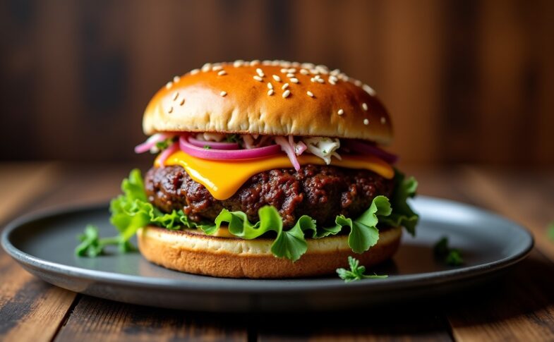 Savourez notre recette irrésistible de burger au bœuf effiloché