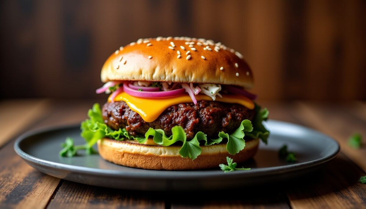 Savourez notre recette irrésistible de burger au bœuf effiloché