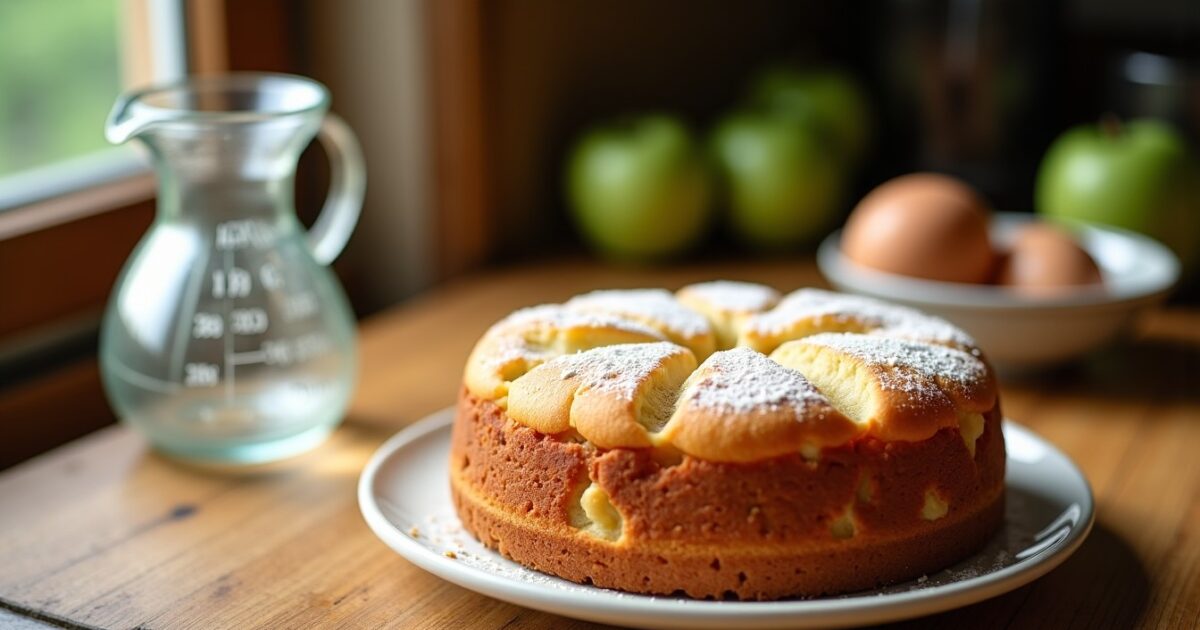 Gâteau moelleux au yaourt, pomme et 2 œufs : la recette facile au pot doseur