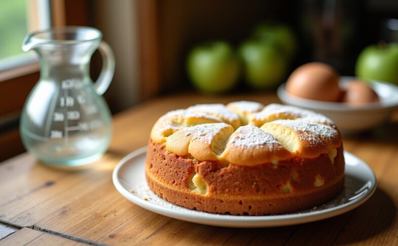 Gâteau moelleux au yaourt, pomme et 2 œufs : la recette facile au pot doseur