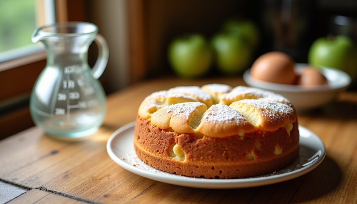 Gâteau moelleux au yaourt, pomme et 2 œufs : la recette facile au pot doseur