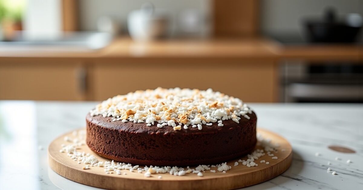 Délicieux gâteau moelleux au chocolat et noix de coco prêt en seulement 10 minutes