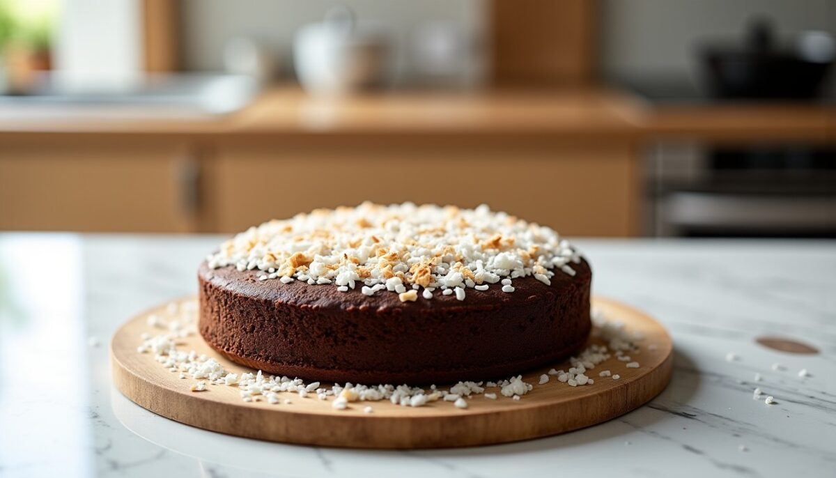 Délicieux gâteau moelleux au chocolat et noix de coco prêt en seulement 10 minutes