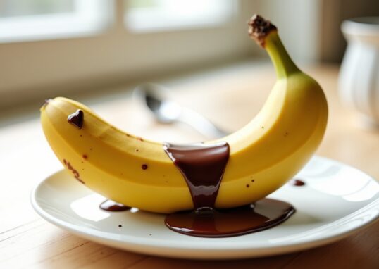 Délice express : Banane nappée de chocolat fondu prête en 15 minutes