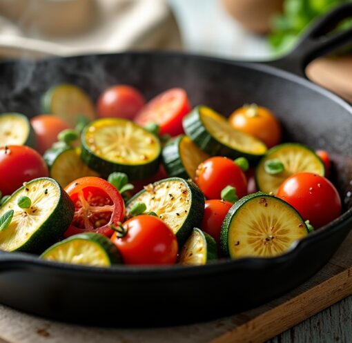 Délice express : poêlée fondante de courgettes et tomates à l’ail prête en 25 minutes