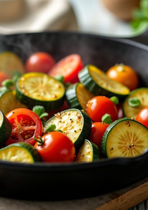 Délice express : poêlée fondante de courgettes et tomates à l’ail prête en 25 minutes