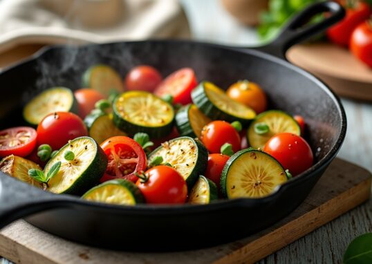 Délice express : poêlée fondante de courgettes et tomates à l’ail prête en 25 minutes