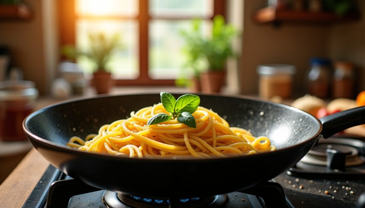 Pâtes à la poêle : guide complet pour une cuisson parfaite sans utiliser de casserole